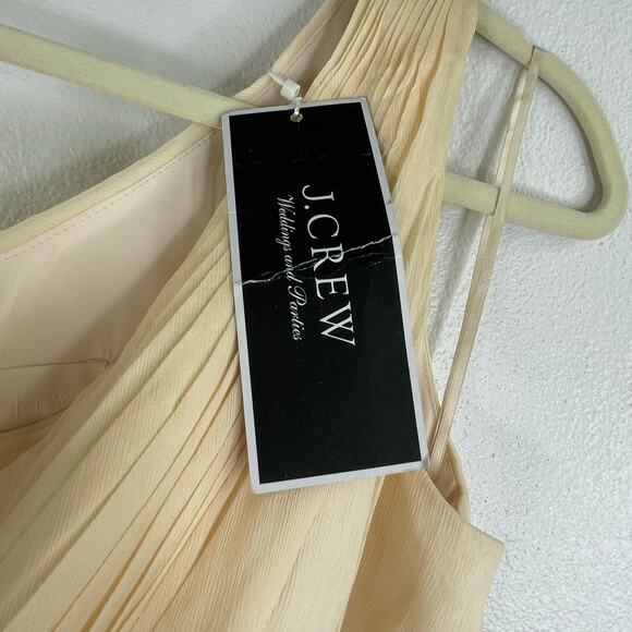 J. Crew Champain One Shoulder Mini Dress Lined 100% Silk Size 4 Petite NWT - Picture 7 of 14